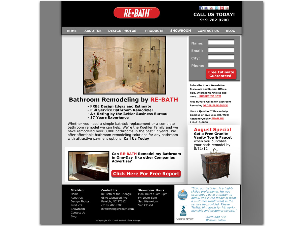 Web Design by PAGEMonkey Design for Re-Bath of the Triad Triangle Wilmington | Design #1011436