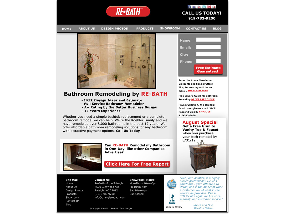 Diseño Web por PAGEMonkey Design para Re-Bath of the Triad Triangle Wilmington | Diseño #1011441
