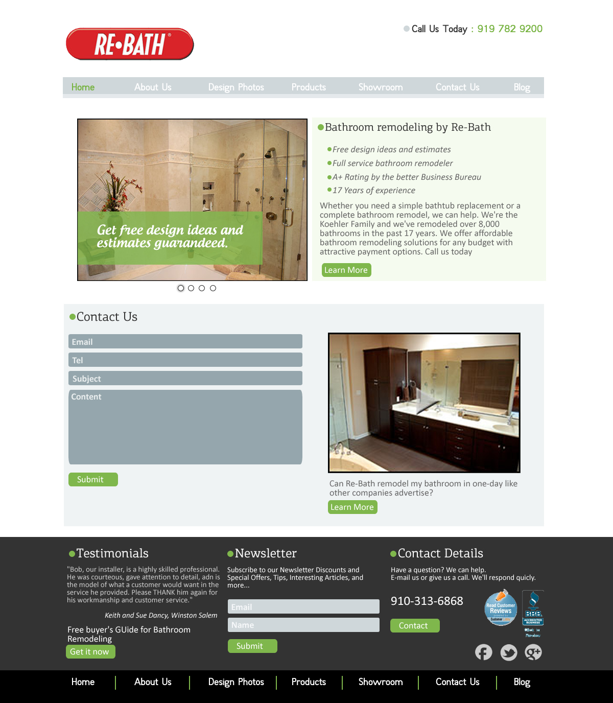 Web Design by VangelTzo for Re-Bath of the Triad Triangle Wilmington | Design #1016582