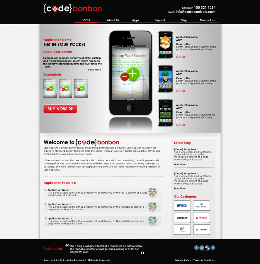 Landing Page Design by LogoDesigns.ae for CodeBonbon Inc. | Design #128314