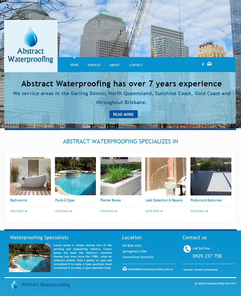 Wordpress Design by LinksInfotech for Abstract Waterproofing | Design #3836707
