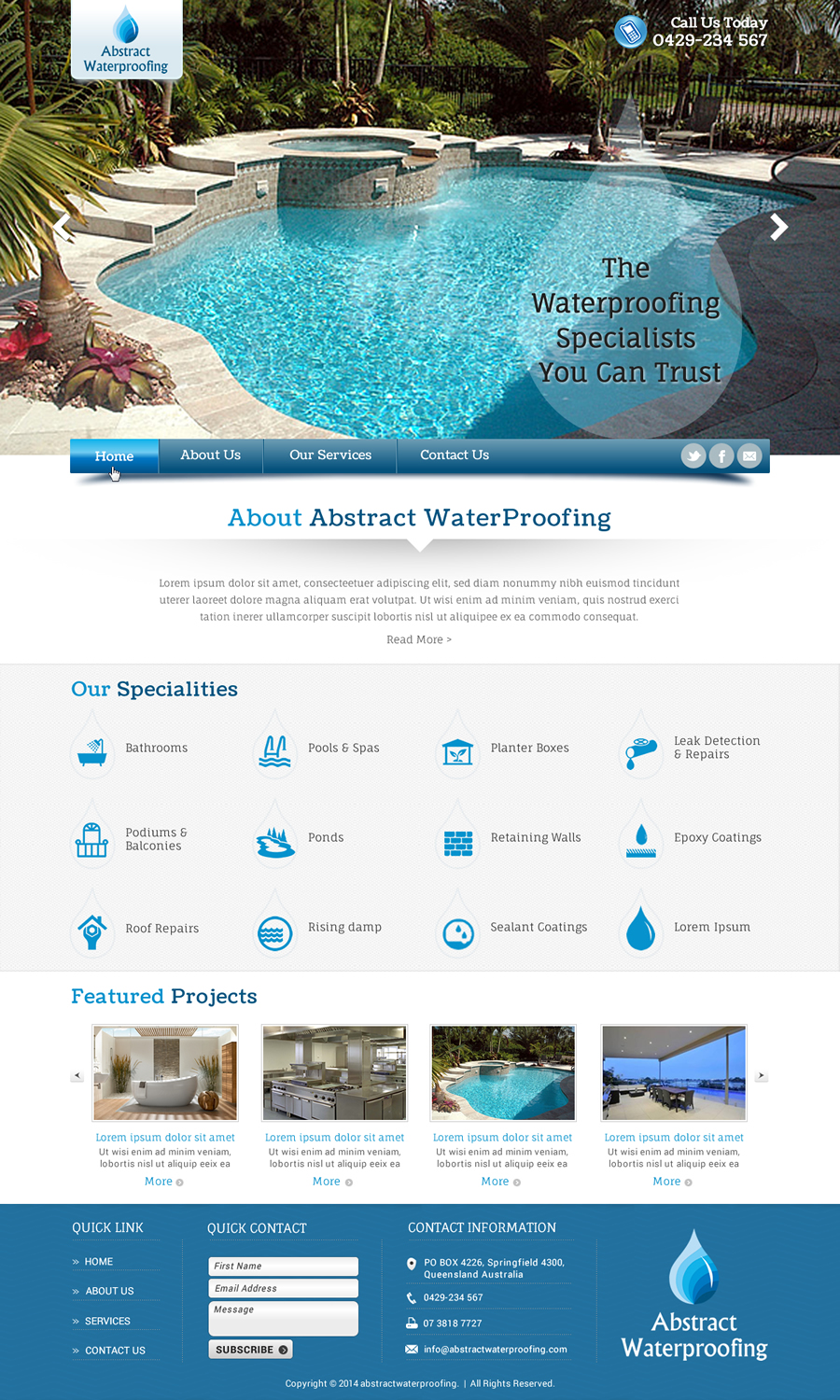Diseño Wordpress por Sbss para Abstract Waterproofing | Diseño #3854351