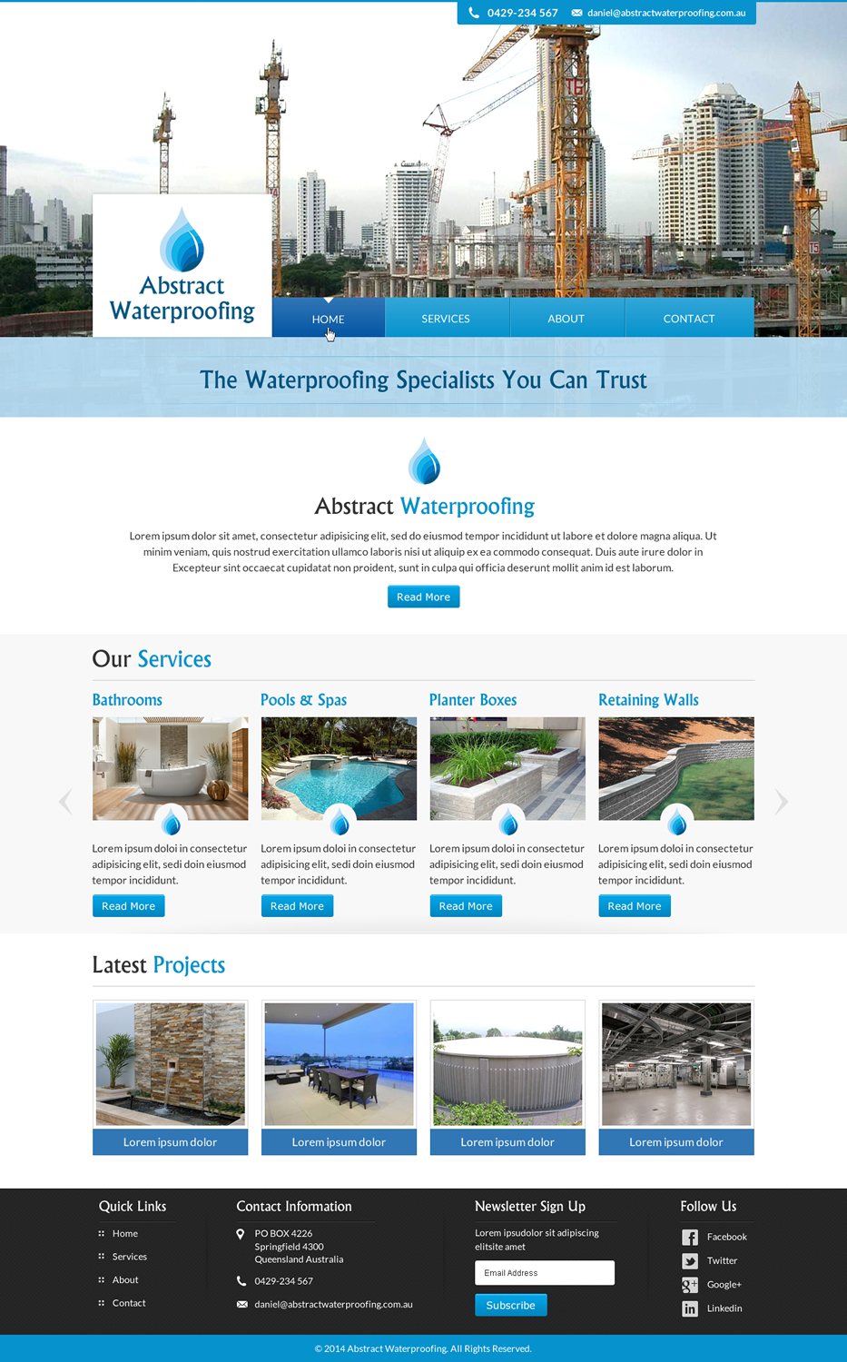 Wordpress Design by Sbss for Abstract Waterproofing | Design #3856517