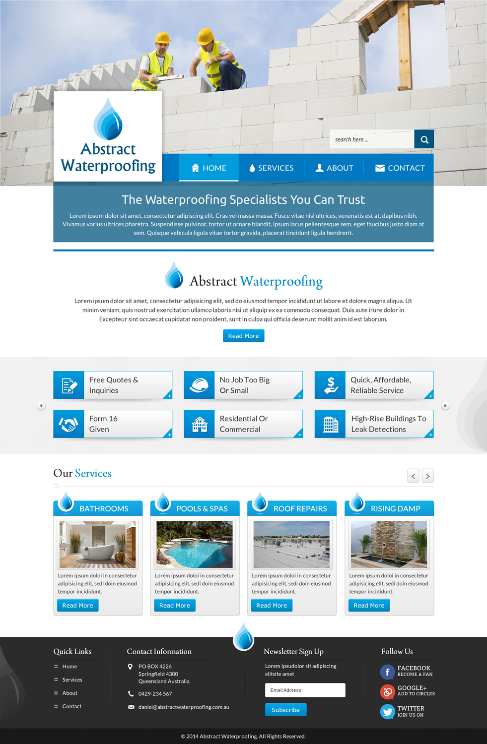 Wordpress Design by Sbss for Abstract Waterproofing | Design #3863088