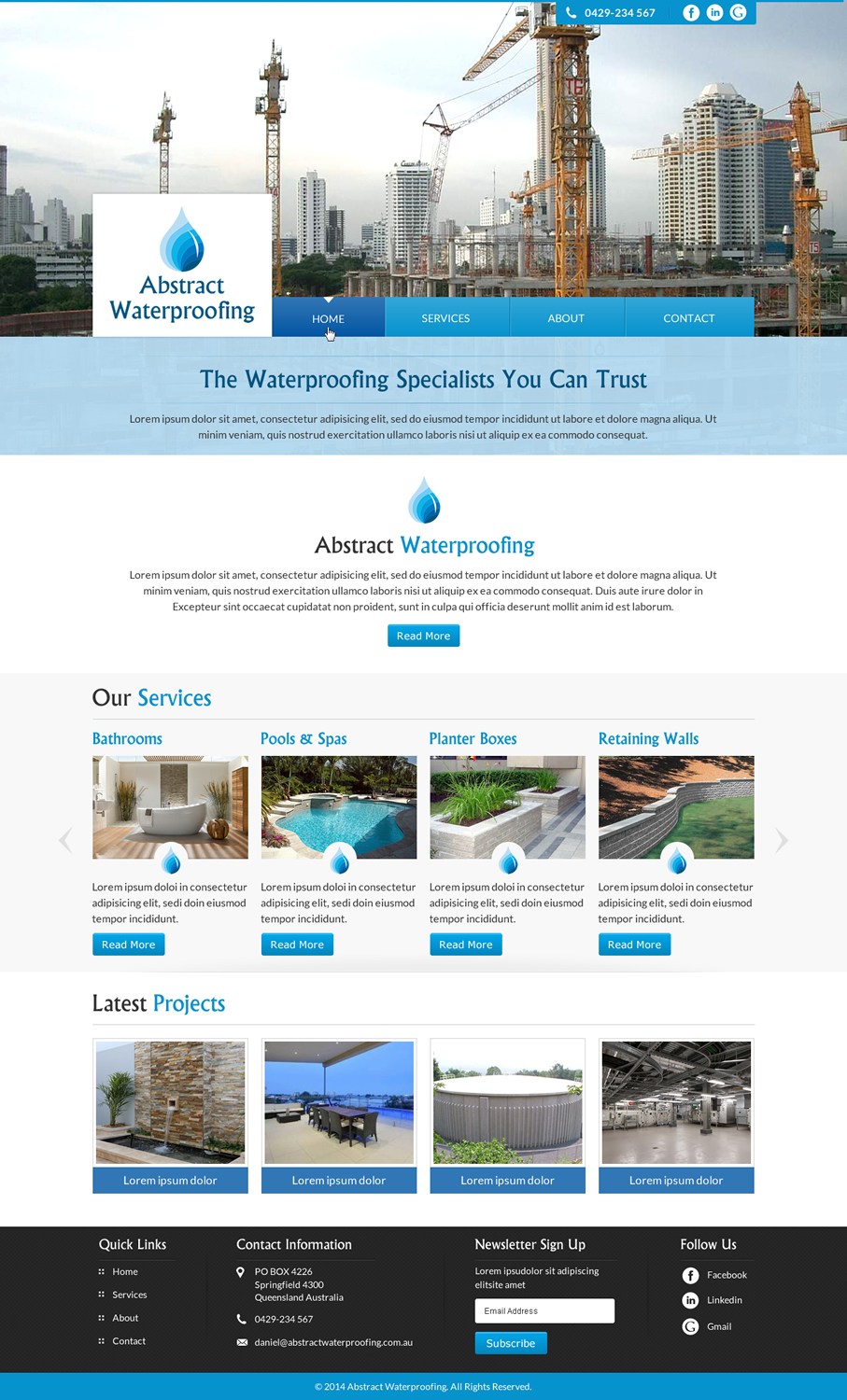 Wordpress Design by Sbss for Abstract Waterproofing | Design #3863469
