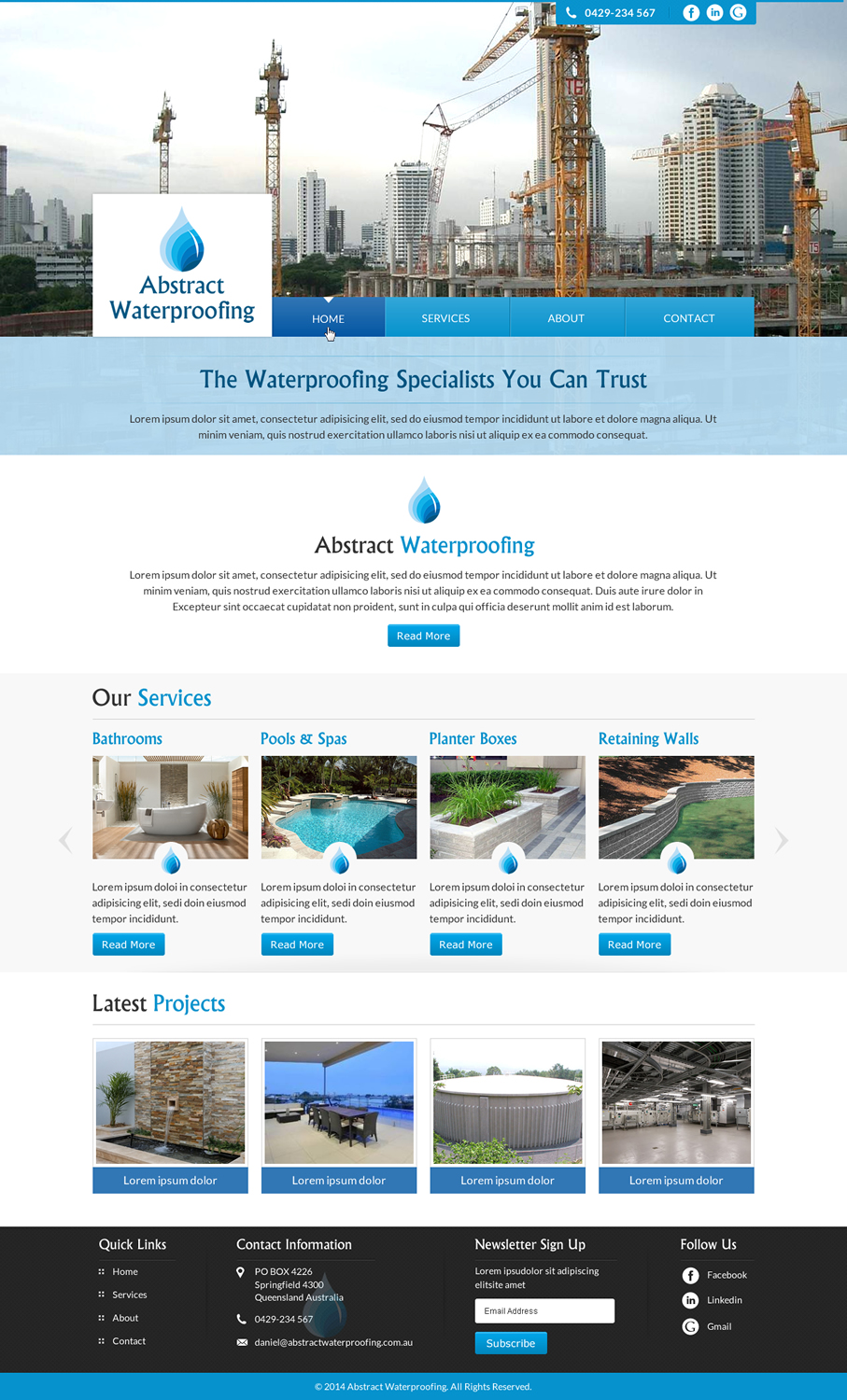 Design Wordpress par Sbss pour Abstract Waterproofing | Design #3863470