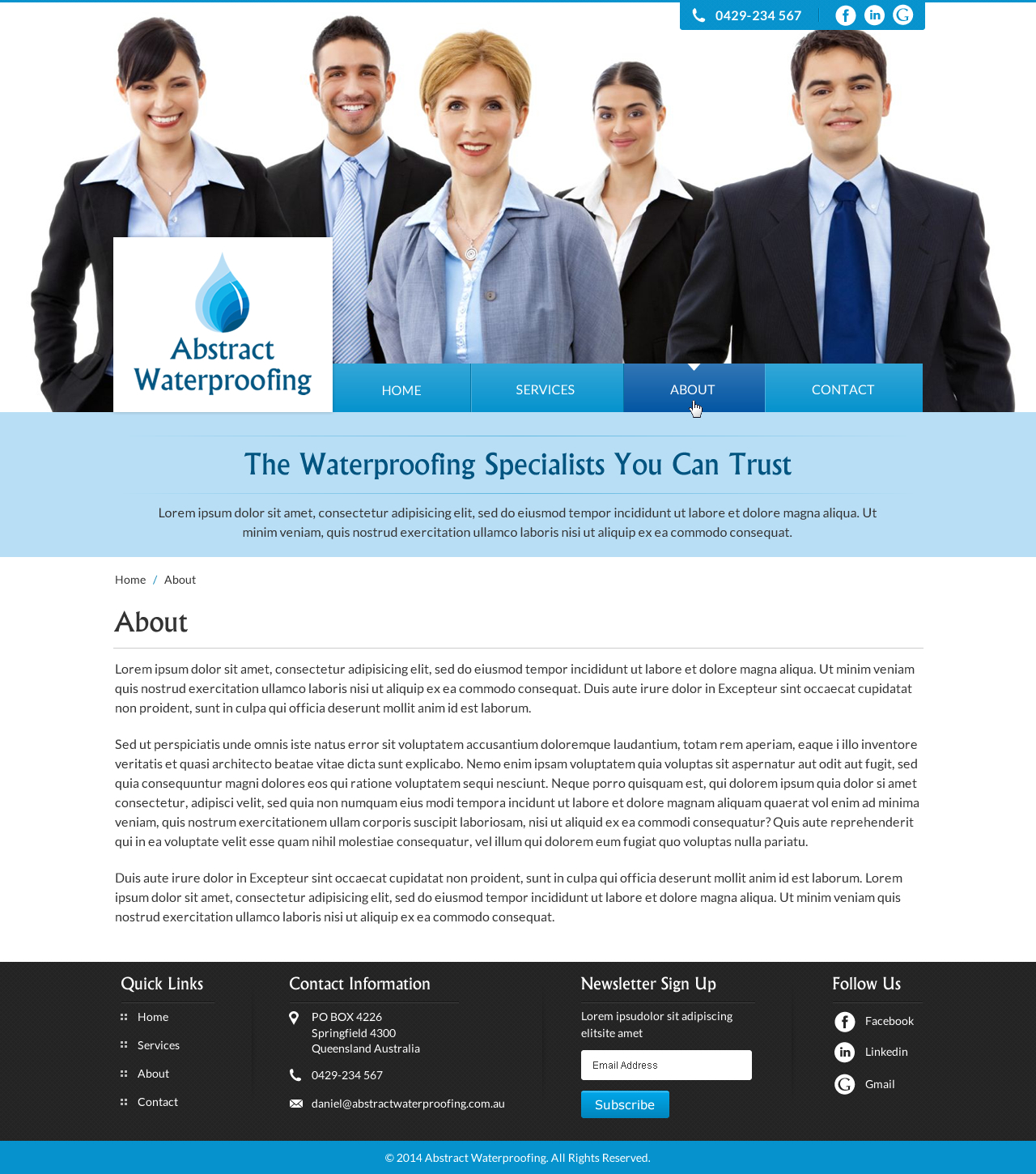 Wordpress Design by Sbss for Abstract Waterproofing | Design #3871663