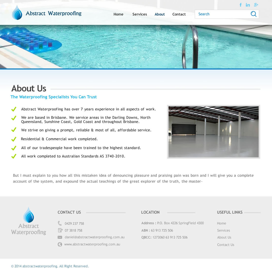 Wordpress Design by TechWise for Abstract Waterproofing | Design #3879837