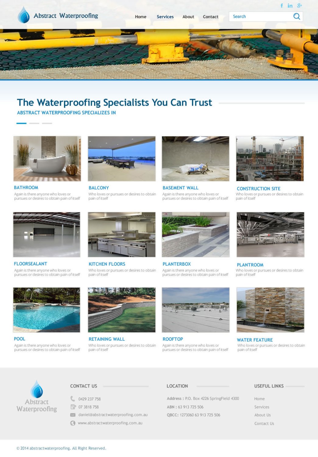 Wordpress Design by TechWise for Abstract Waterproofing | Design #3879846