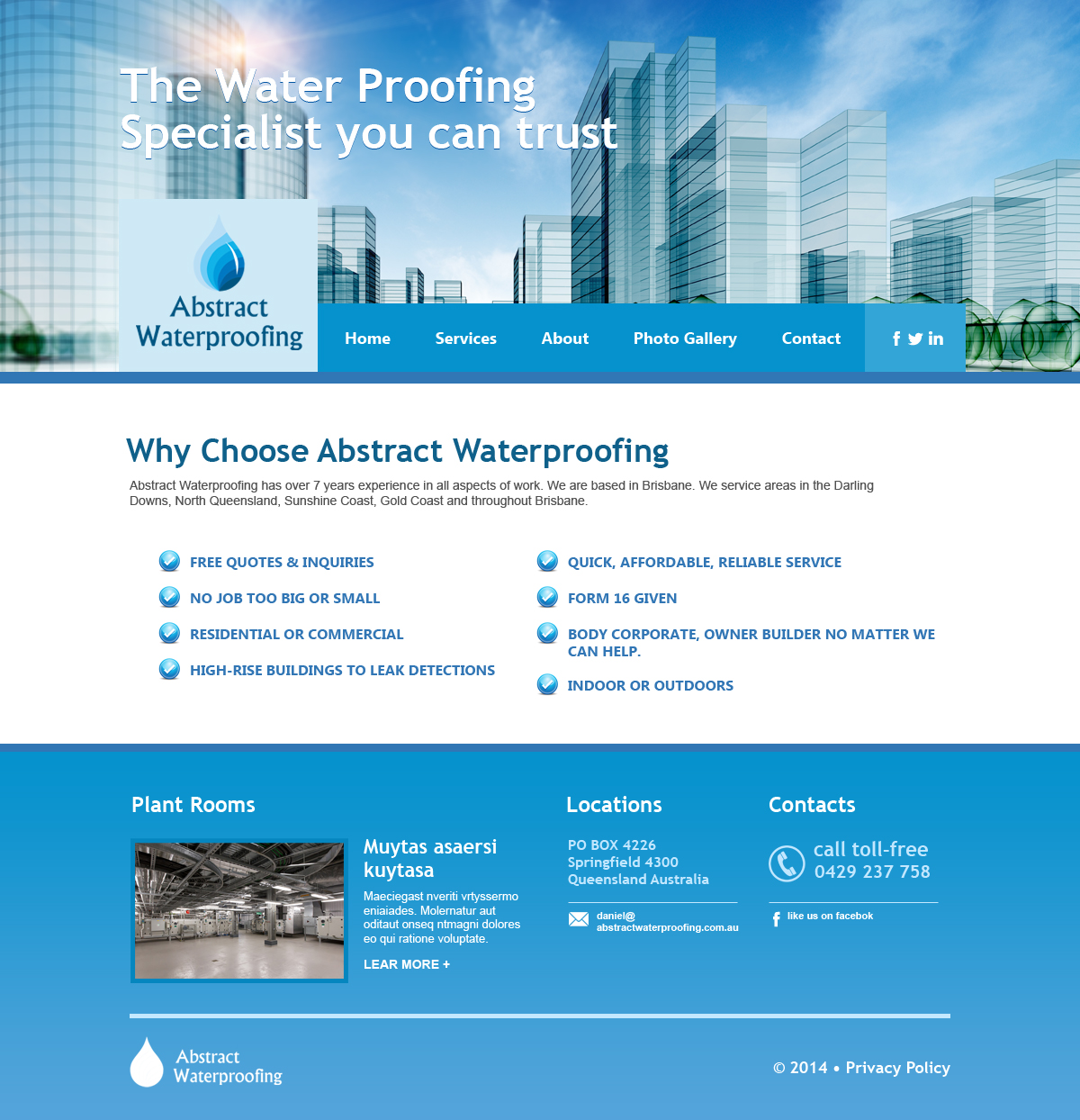 Diseño Wordpress por jeckx2 para Abstract Waterproofing | Diseño #3870380