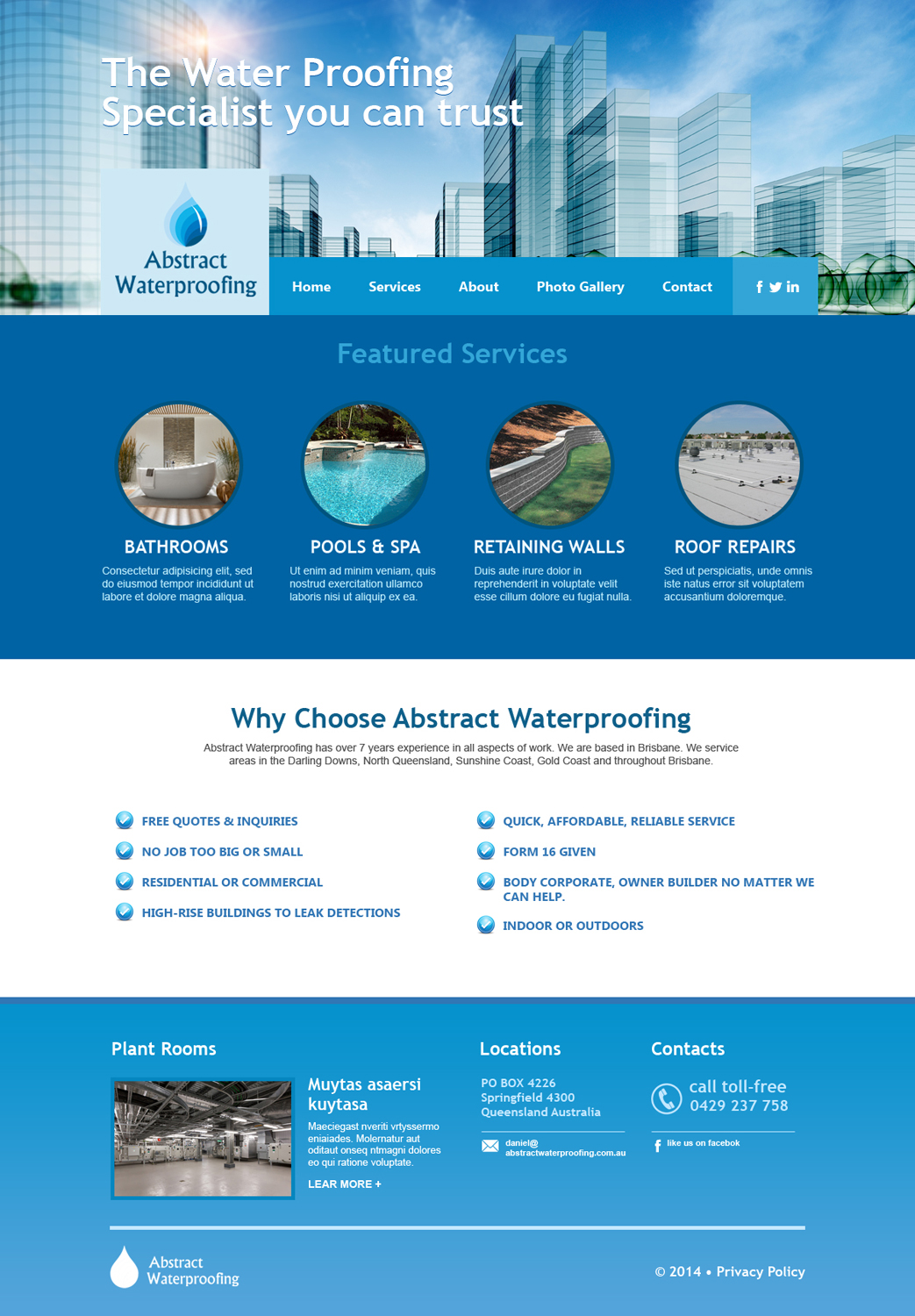 Wordpress Design by jeckx2 for Abstract Waterproofing | Design #3870963