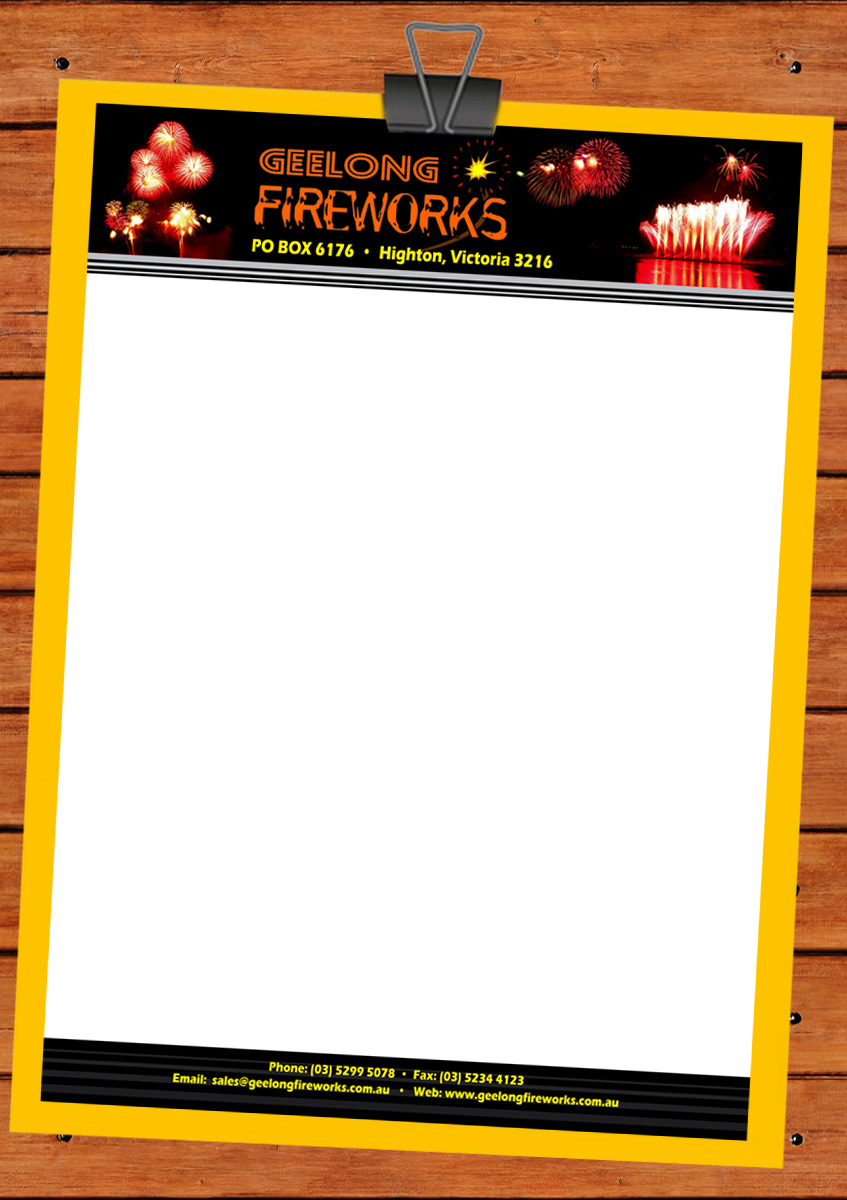 Letterhead Design by Shiny Design for Geelong Fireworks | Design #3823496