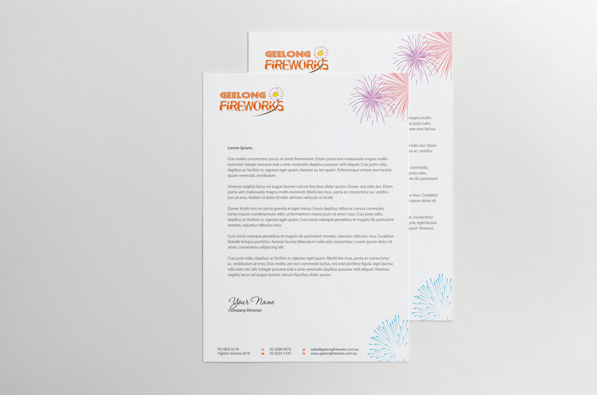 Letterhead Design by HYPdesign for Geelong Fireworks | Design #3837915