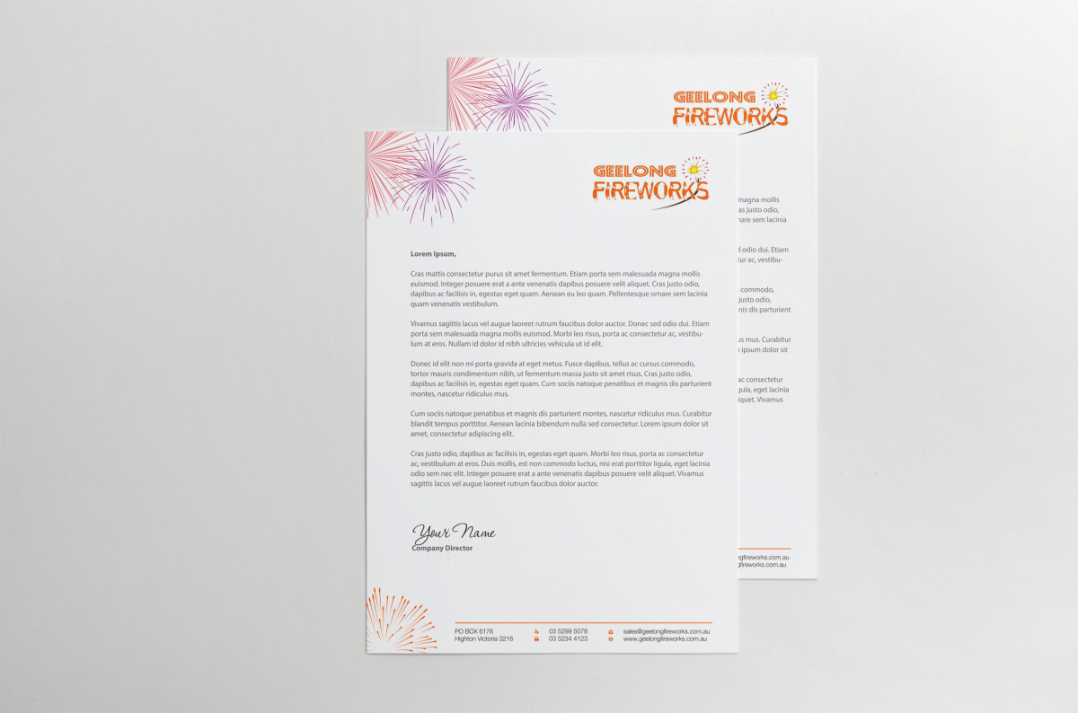 Letterhead Design by HYPdesign for Geelong Fireworks | Design: #3837917