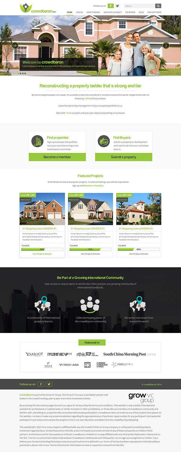 Diseño Web por ThemeDesk Technology para Crowdbaron Limited | Diseño #3839583