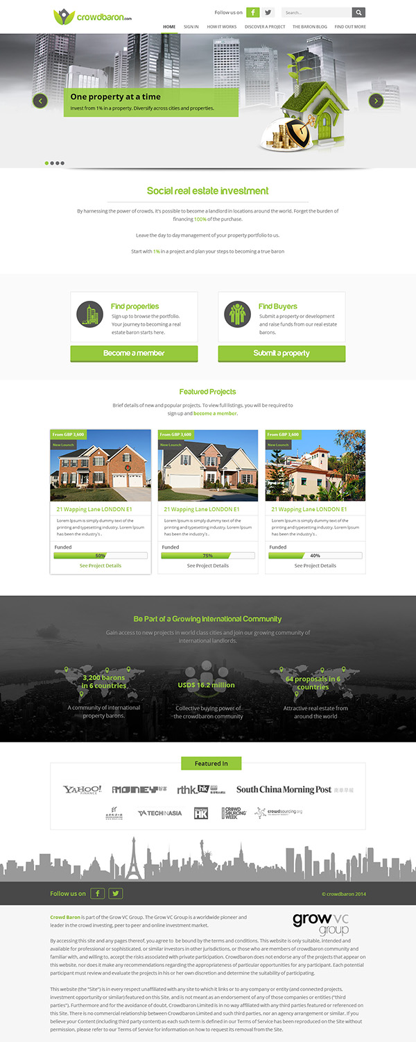 Diseño Web por ThemeDesk Technology para Crowdbaron Limited | Diseño #3851648