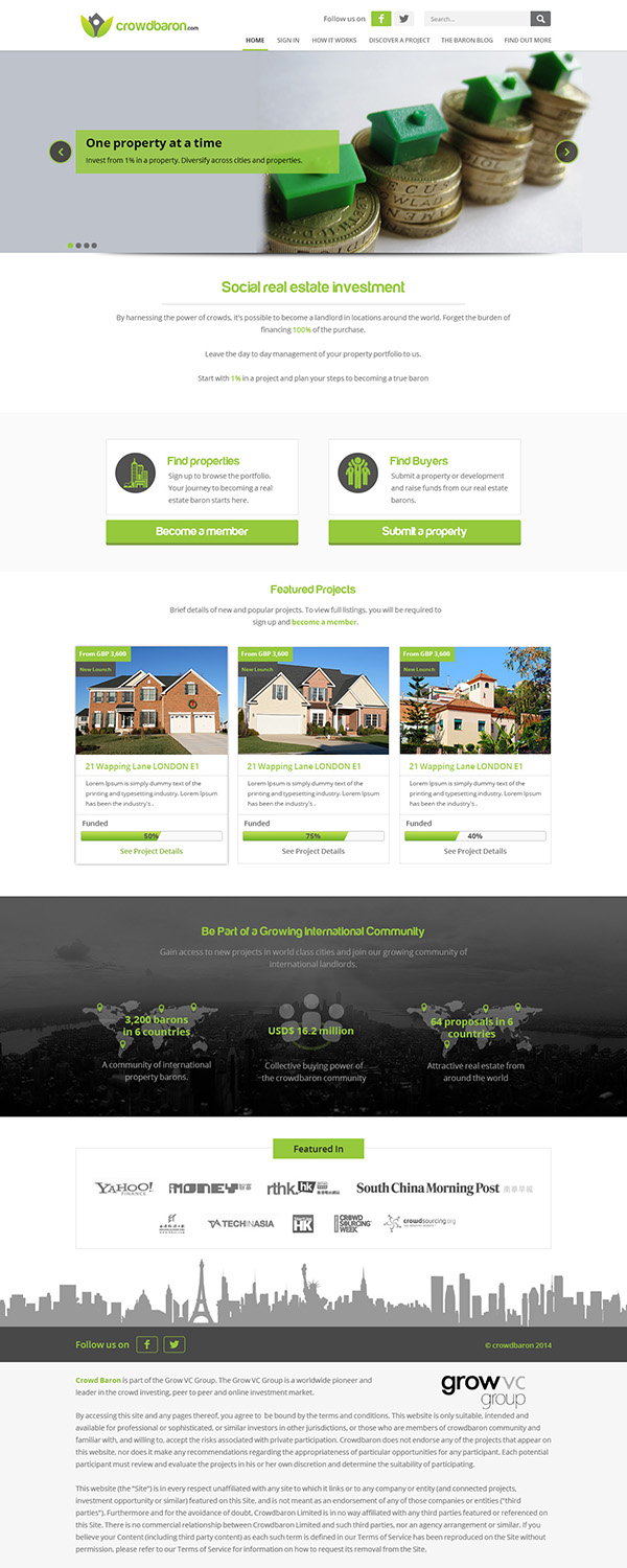 Diseño Web por ThemeDesk Technology para Crowdbaron Limited | Diseño #3856892