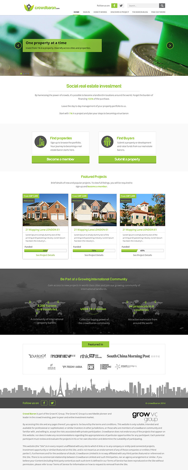 Diseño Web por ThemeDesk Technology para Crowdbaron Limited | Diseño #3856905