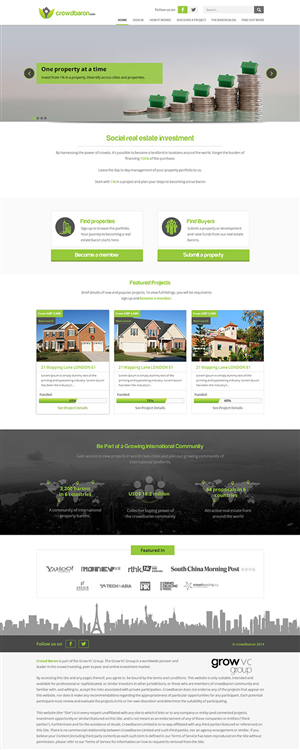Diseño Web por ThemeDesk Technology para Crowdbaron Limited | Diseño: #3856914