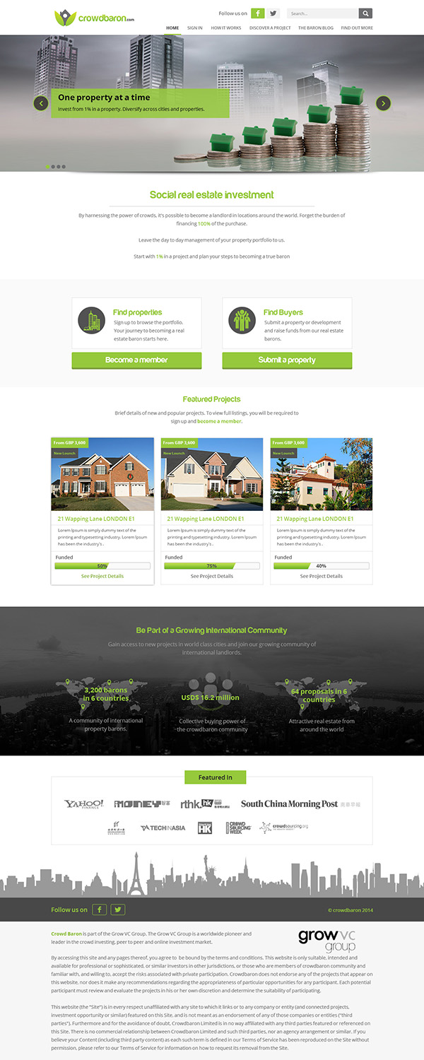 Web Design par ThemeDesk Technology pour Crowdbaron Limited | Design #3856916