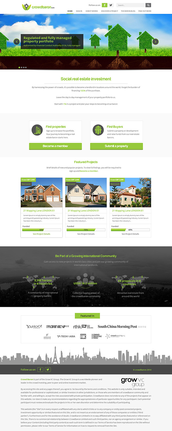 Diseño Web por ThemeDesk Technology para Crowdbaron Limited | Diseño #3858664