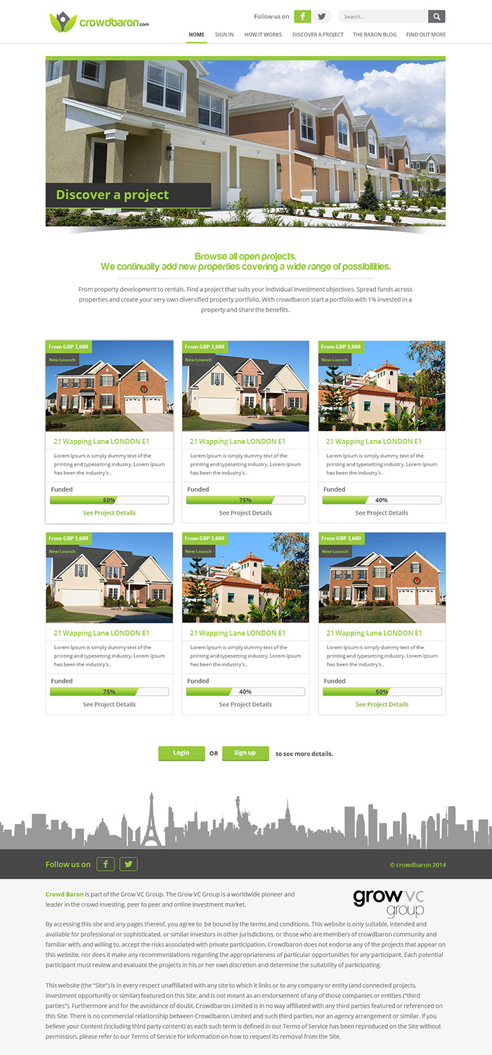 Diseño Web por ThemeDesk Technology para Crowdbaron Limited | Diseño #3865912
