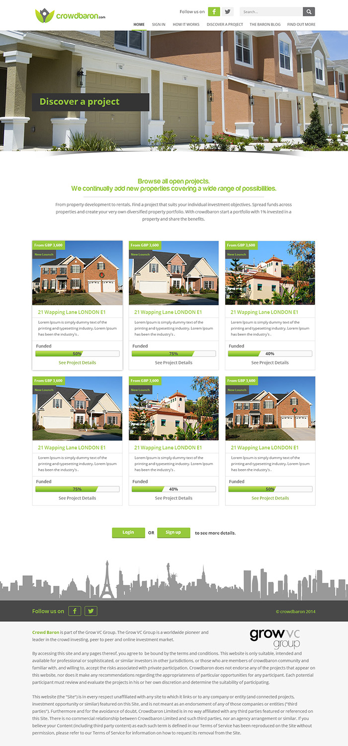 Diseño Web por ThemeDesk Technology para Crowdbaron Limited | Diseño #3865917