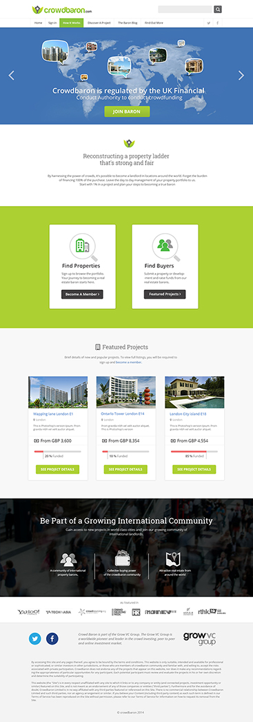 Diseño Web por krishnan para Crowdbaron Limited | Diseño #3855235
