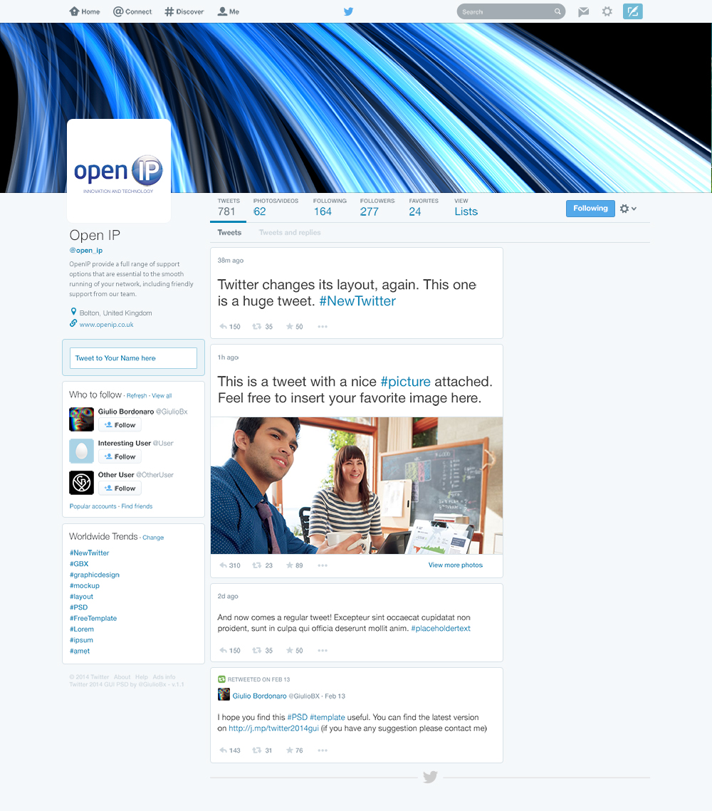 Twitter Design by eckographic for OpenIP Ltd | Design #3835826