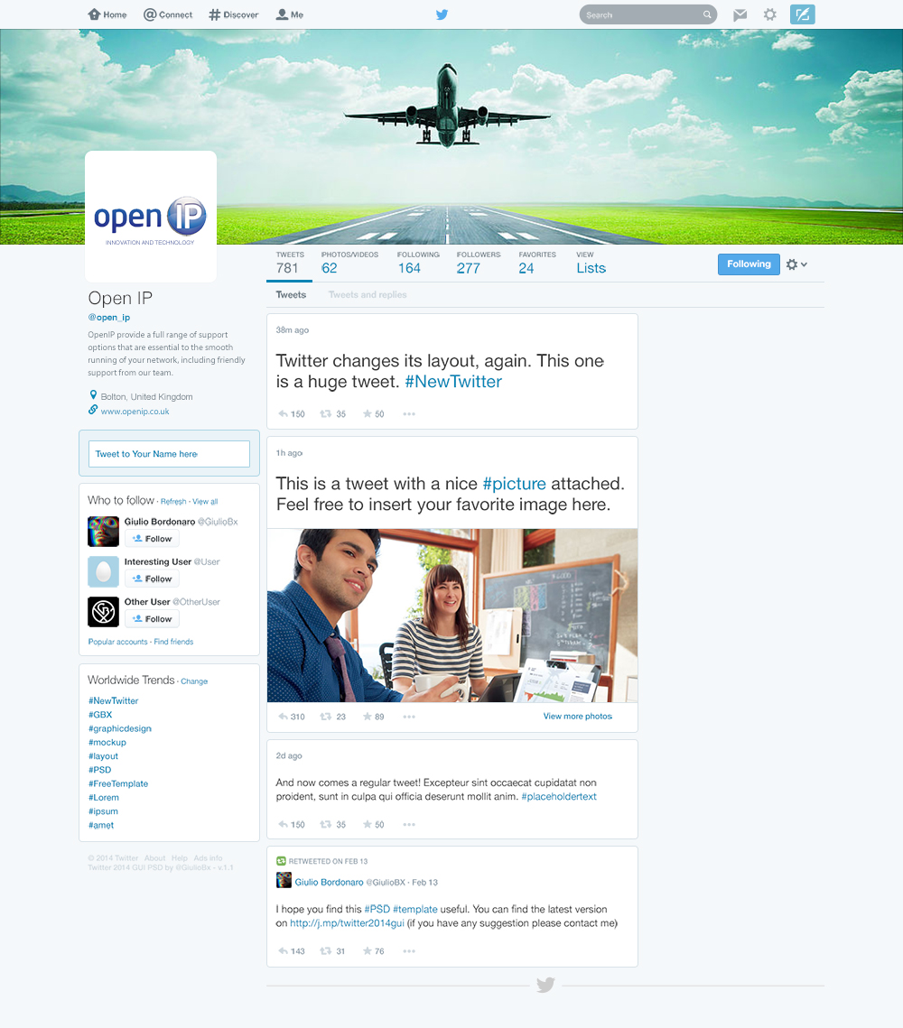 Twitter Design by eckographic for OpenIP Ltd | Design #3835829