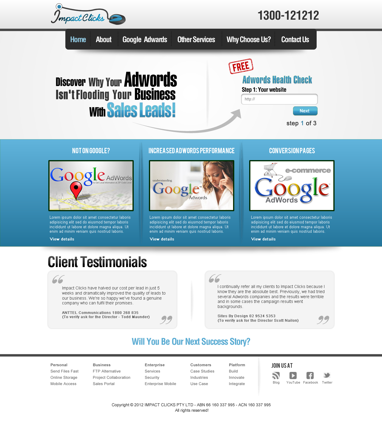 Web Design by TechWise for Impact Clicks Pty Ltd | Design #1054893
