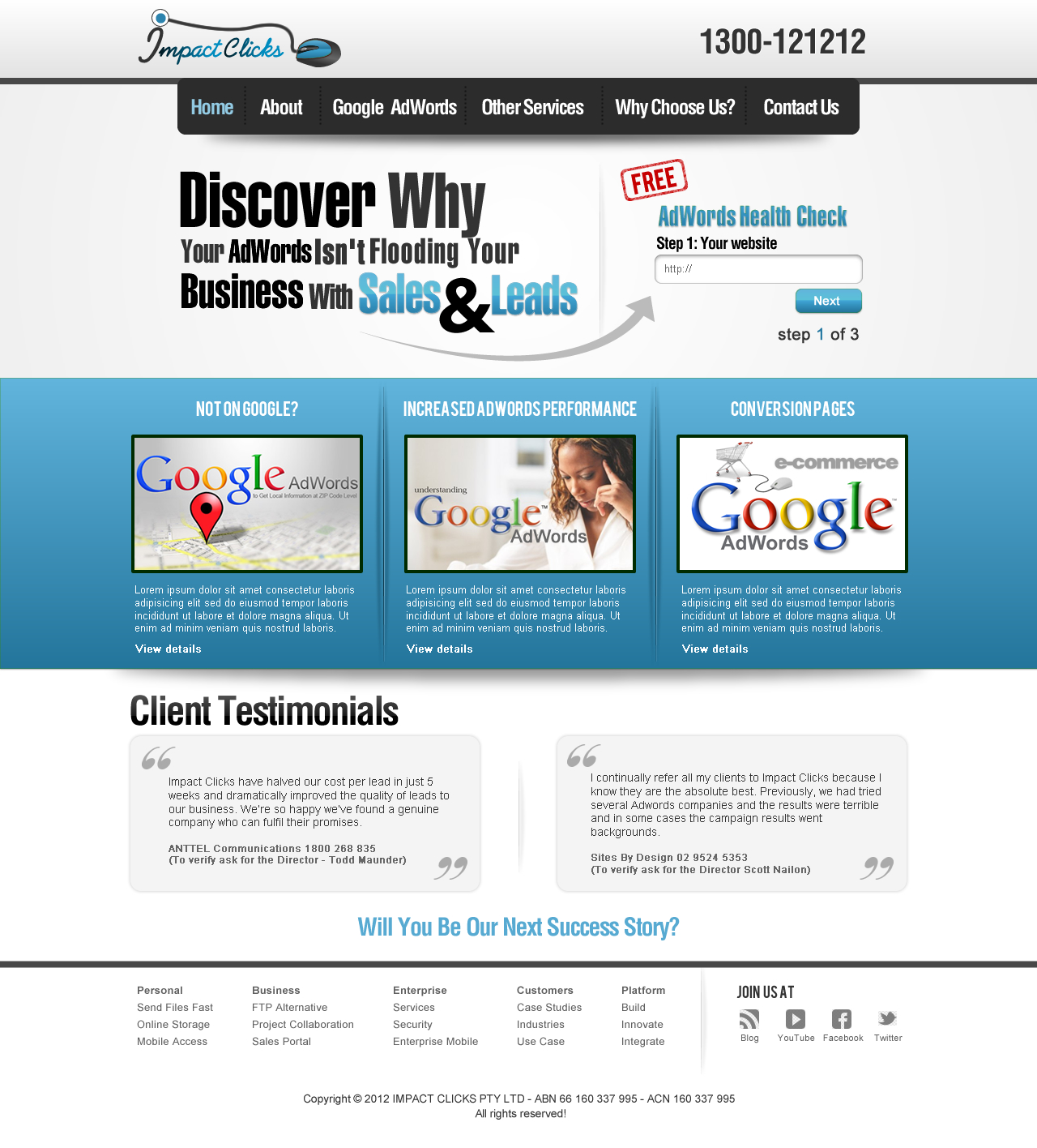 Web Design by TechWise for Impact Clicks Pty Ltd | Design #1057512