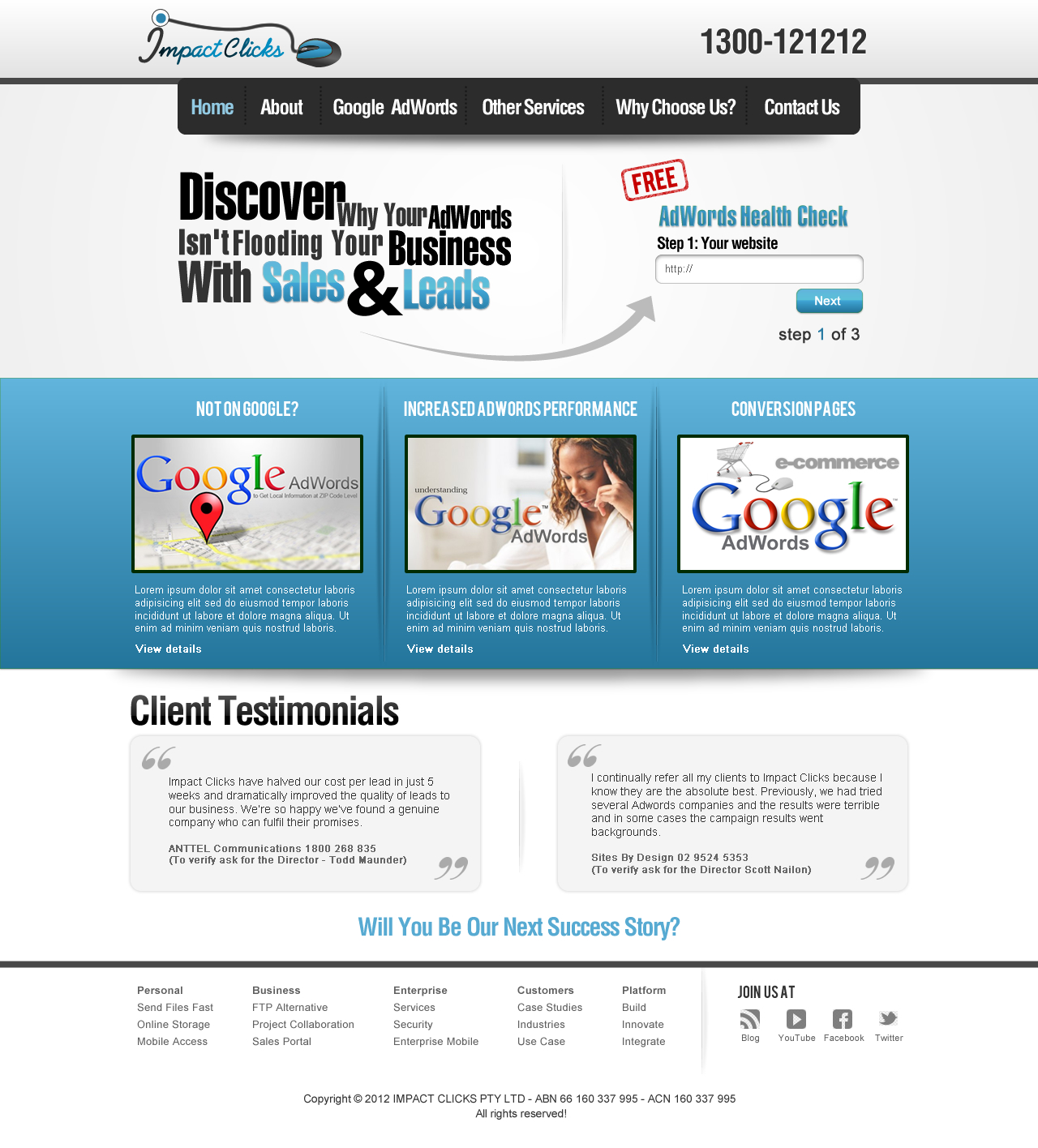 Web Design by TechWise for Impact Clicks Pty Ltd | Design #1057517
