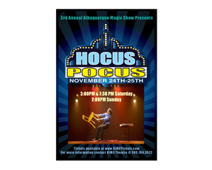 Poster design for the HOCUS POCUS magic show. | Diseño de Póster por Dennis Jackson