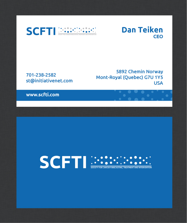 Business Card Design by ESolz Technologies for Society for Cancer Forecasting Treatment and Intervention | Design #3843393