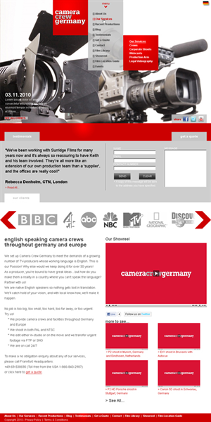 Camera Crew Germany Website - Photography and Films | Web Design by Jason Farrell