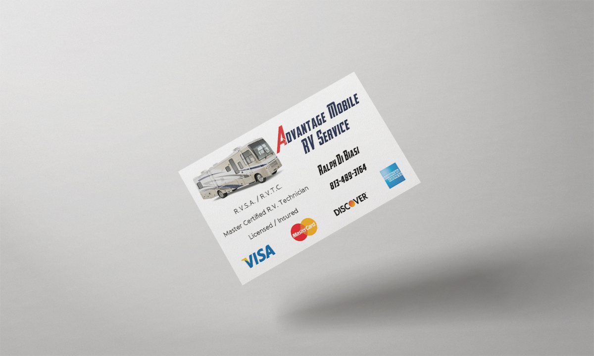Business Card Design by Ron Mickey for Advantage  Mobile RV  Service | Design #3836954