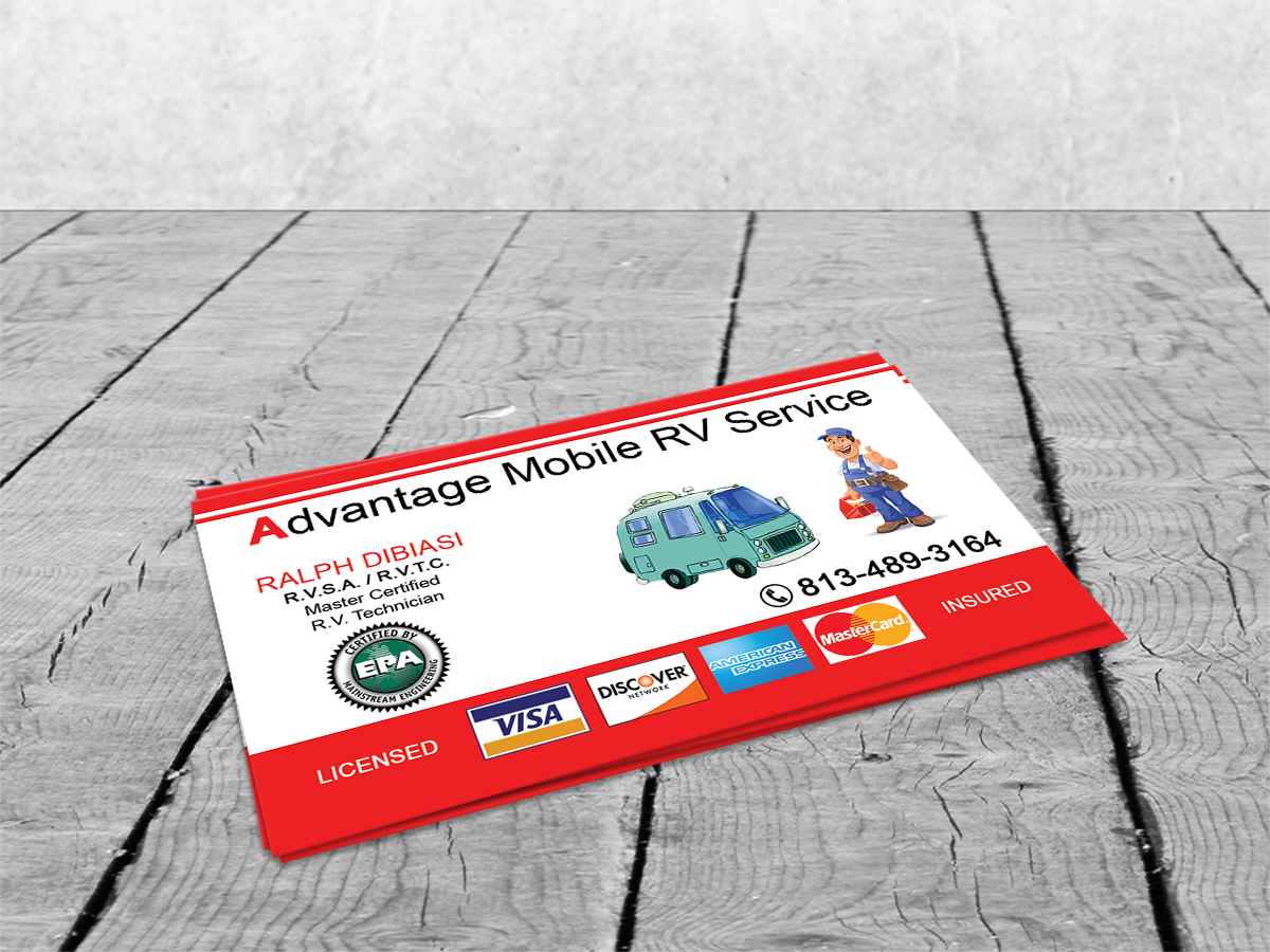 Visitenkarten-Design von Sajin für Advantage  Mobile RV  Service | Design #3840495