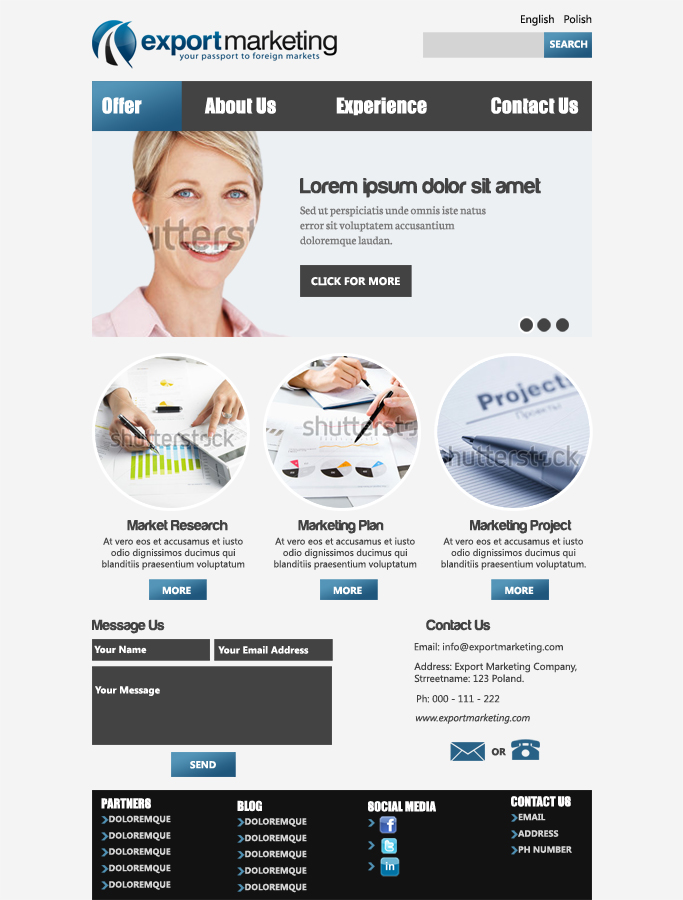 Web Design by Gargi Datta Banik for PASZPORT DO EKSPORTU Sp. z o.o., ul. Trebacka 4, 00-074 Warszawa NIP:5252465296 | Design #1059749