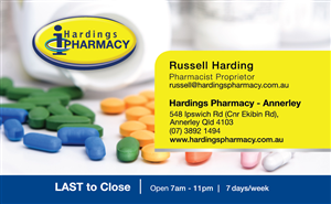Business Card Design by tuan1968 for hardings pharmacy | Design: #4182702