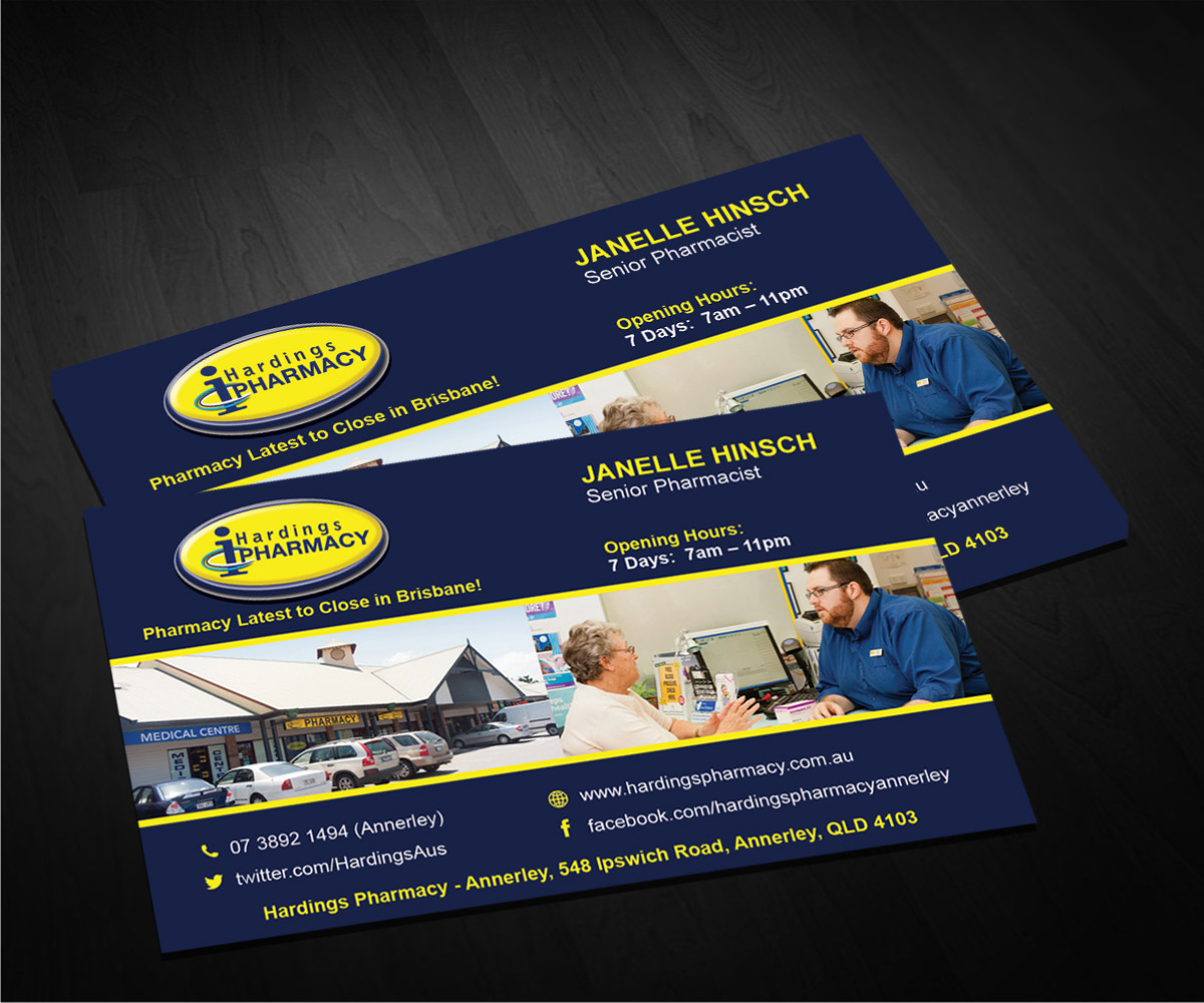 Business Card Design by Sarah Haroon for hardings pharmacy | Design #3846747
