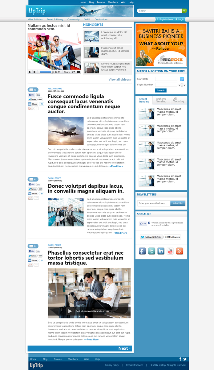 Design Wordpress par Mayank Patel pour UpTrip | Design #1039368