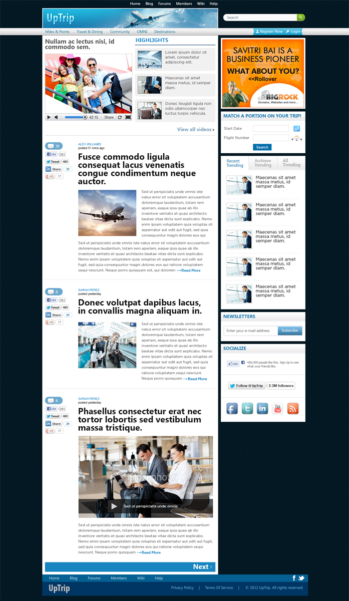 Design Wordpress par Mayank Patel pour UpTrip | Design #1039372