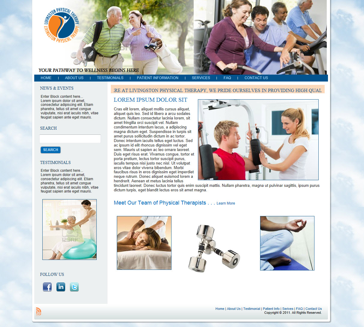 Web Design par hjohnson pour Livingston Physical Therapy, LLC | Design #1038145