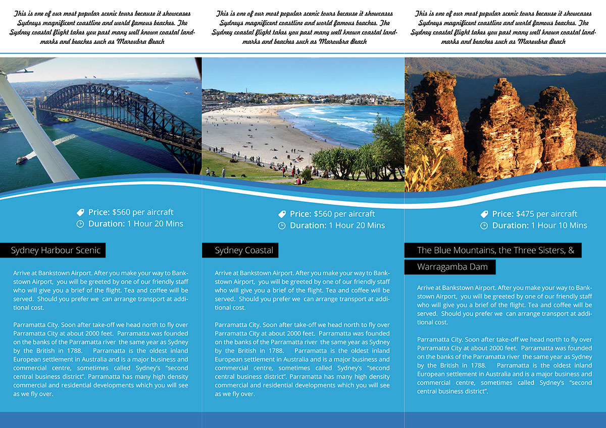 Design de Brochure par Tariq Shamim pour Sydney Air Tours | Design #3889074