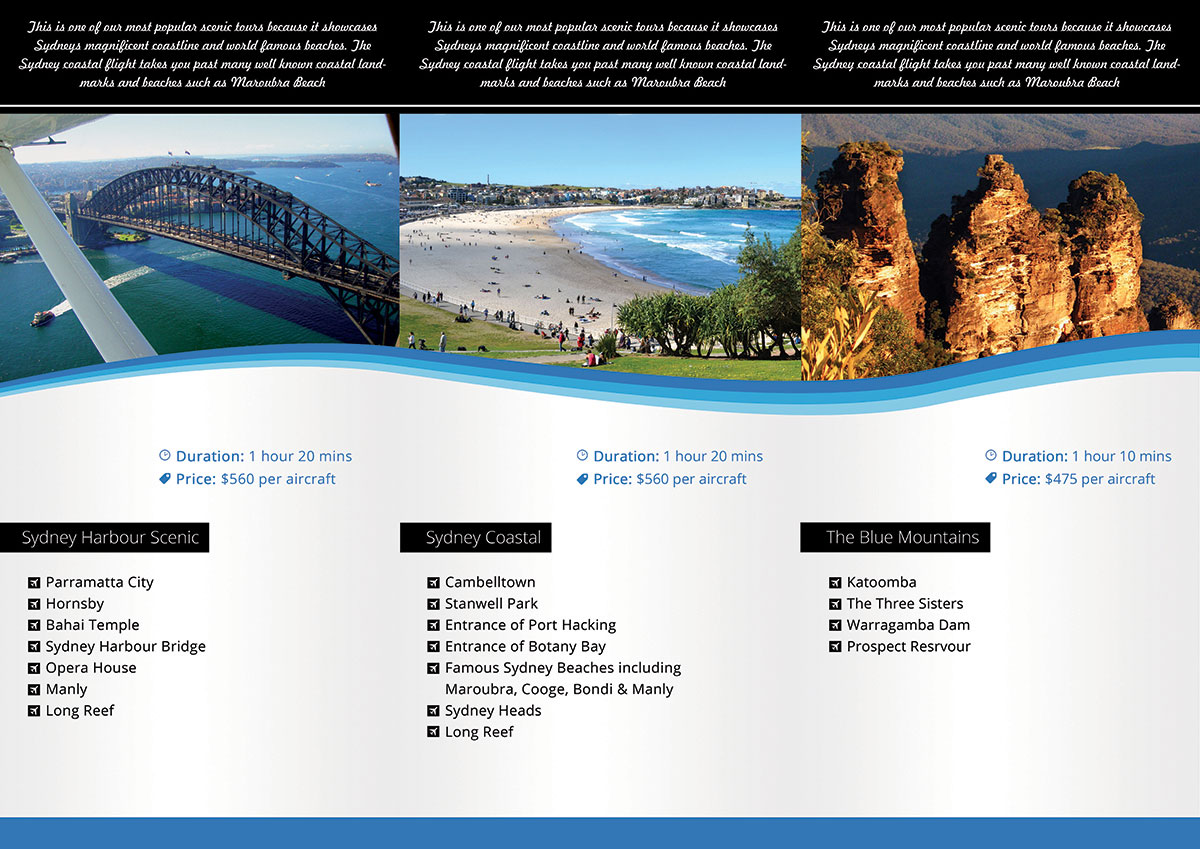 Design de Brochure par Tariq Shamim pour Sydney Air Tours | Design #3897214