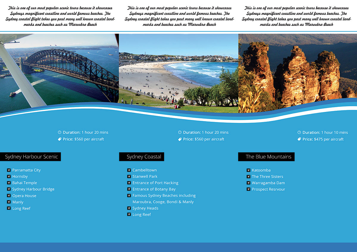 Brochure Design by Tariq Shamim for Sydney Air Tours | Design #3897235