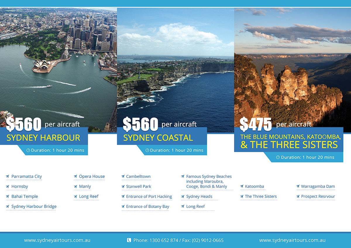 Diseño de Brochure por Tariq Shamim para Sydney Air Tours | Diseño #3928338