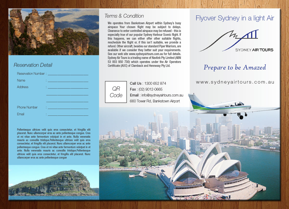 Diseño de Brochure por theblueart para Sydney Air Tours | Diseño #3904574