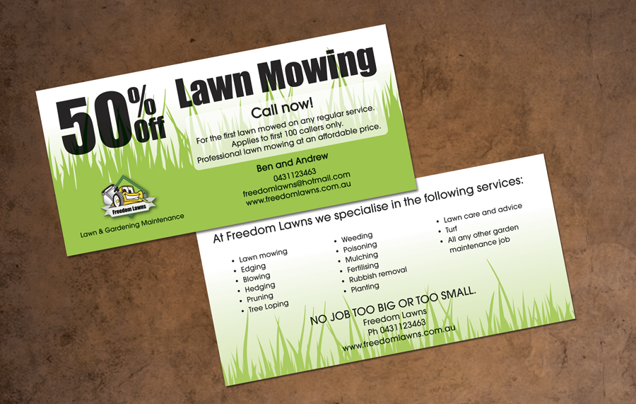 Diseño de Flyer por Kim para Freedom Lawns | Diseño #1051598
